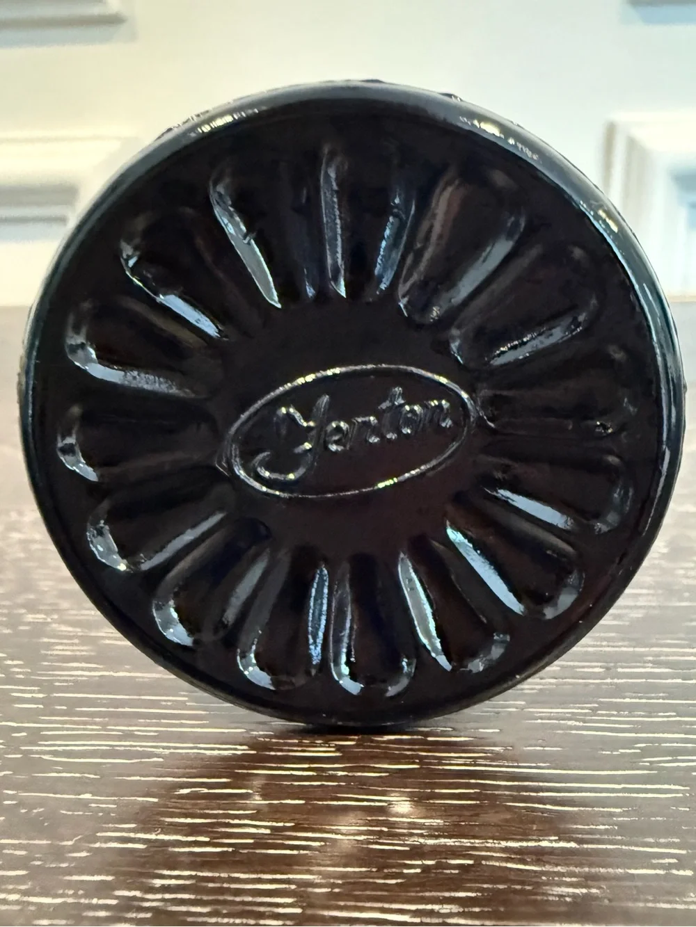 Vintage Fenton Ebony Black Thumbprint Swung Vase 13”
